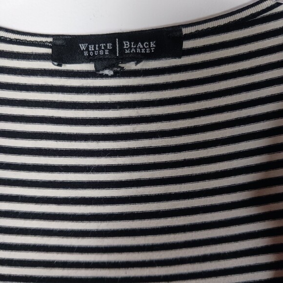 White House Black Market Ruffled Striped Scoop Neck Tank Size M - Picture 3 of 4